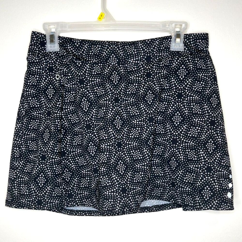 LL Bean Black Skort with White Star Pattern Tennis, Pickleball, Golf Small - Picture 1 of 4